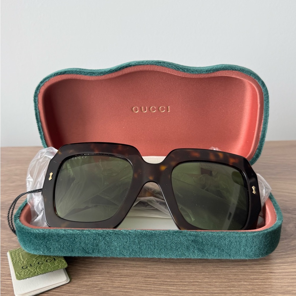 Gucci Brown Square Frame Sunglasses - Picture 2 of 5